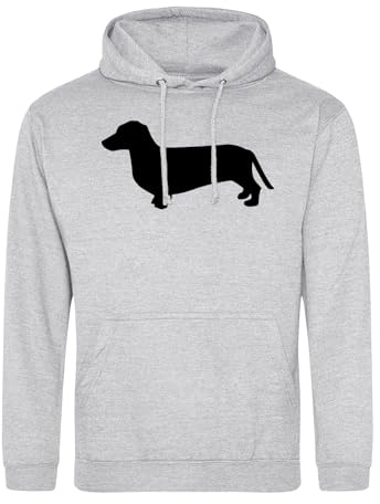 Huuraa Unisex Hoodie Dackel Silhouette Geschenk | Pullover mit Kapuze Vegan Sweatshirt Geschenkidee Kapuzenpullover mit Motiv und Kängurutasche