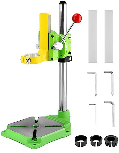 QWORK Drill Press Stand, Heavy Duty, Adjustable, Universal Fit, 3 Sizes, Depth Adjustment Scale, Drill Workbench Repair