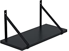 AKKE Hängeregal Gino Wandregal Kinderzimmer Küche Wohnzimmer Badezimmer Loft Büro Regale für Wände Regalbrett für Wand-Deko Küchenregal Moderne Wandboard Bücherregal Wand Schwarz 80x20cm