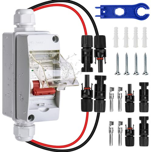 DC Trennschalter, PV Trennschalter 32A/400V 2 Polig DC Sicherungsautomat IP65 Wasserdicht DC Trennschalter PV Anlage mit Kabel Solarstecker für PV Anlage Solaranlage Solarmodul(12V-400V)