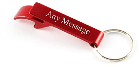 Personalised Engraved Small Red Keyring Bottle Opener, Any Message, Any Font, Beer Lover Gift, Gift for Him, Portable Bottle Opener, Engraved in The UK
