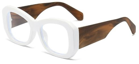 MUTYNE Modischer blockierender Brillenrahmen für Damen, Anti-Platten-Bügel, Brillenrahmen, klare dekorative Brillen, weiß, Einheitsgröße