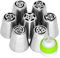 Set di beccucci russi da 7 pezzi, beccucci in acciaio inox per sac à poche professionali russi, 7 grandi beccucci in acciaio inox, 1 adattatore per decorare torte