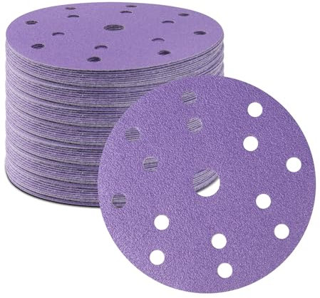 100 PCS 150mm Sanding Discs 80 Grit Ceramic 6 inch Sanding Discs Hook & Loop Sanding Pads Professional Orbital Sander Discs for Car Wood Metal Steel Sanding/Polishing