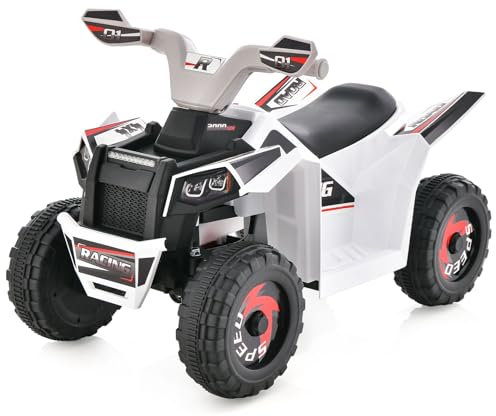 COSTWAY 6V Kinder Quad Elektro, Kinderquad mit Vorwärts-/Rückwärtsschalter, Mini ATV Elektroquad, Elektroauto für Kinder ab 3 Jahren (Weiß)