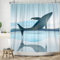 ASDCXZ Fisch Duschvorhang 180x240 cm, Modern Kunst Wal Gold Linie Blau Ozean Meeresoberfläche Bad Waschbar Duschvorhänge Polyester Textil Wasserdicht Duschvorhang für Badewanne mit 12 Haken