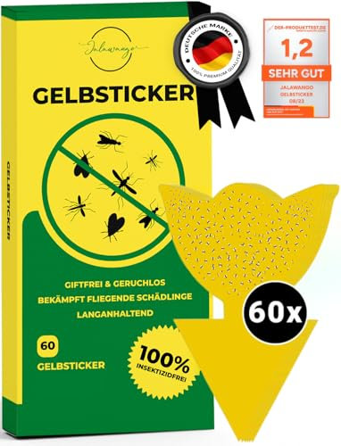 60x Gelbsticker Trauermücken | Premium Gelbtafeln mit Befestigung - Tulpenform | Effektive Klebefalle Gelb als Trauermücken Fruchtfliegen-Falle Fliegenfalle zum Bekämpfen für Zimmerpflanzen