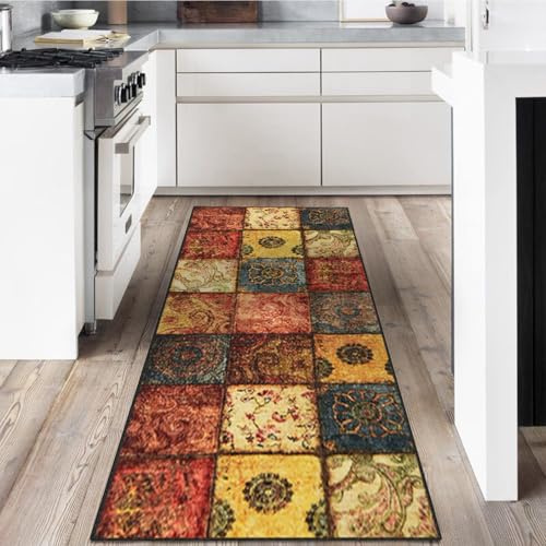 LYYK Läufer Flur 80x150cm, waschbarer Kurzflor Teppich mit rutschfestem Gummirücken Hochwertiger Küchenläufer für Eingangsbereich, Waschküche & Wohnhausflur