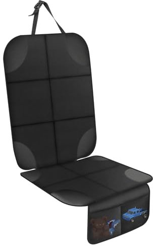 AiQInu Autositzschoner für Kindersitzunterlage, ISOFIX Sitzschoner Auto Kindersitz Rutschfester und Wasserdichter mit Dicker Polsterung und 2 Netztaschen für Ledersitze