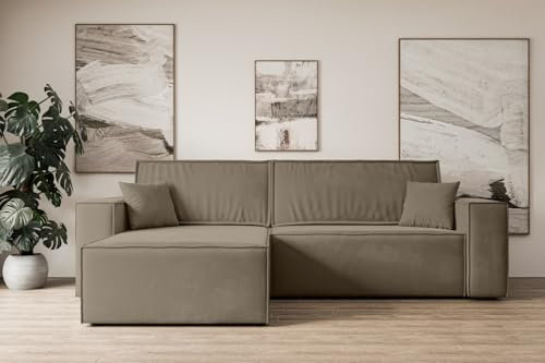 ALTDECOR Ecksofa mit Schlaffunktion und Bettkasten Corner Sofa Eckcouch Couch L-Form universal, Links/rechts Schlafcouch Ausziehbar Wohnlandschaft Schlafsofa Celtic-XL - 277x143x83cm Braun