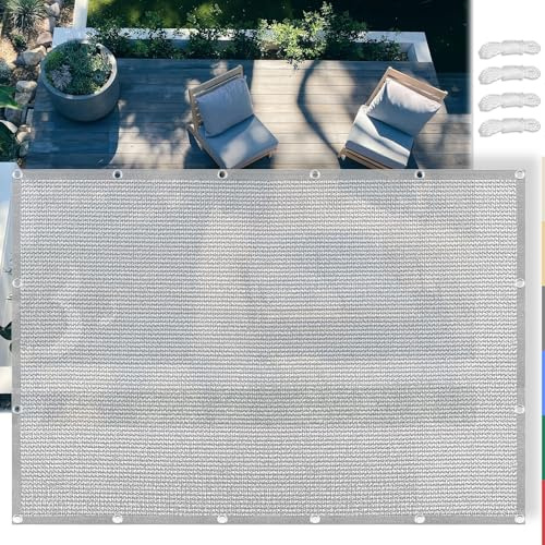 SSFMSF Red de Sombra Exterior 5x6m, Rectángulo Malla de Protección Solar 90% UV, HDPE Resistente al Viento y Transpirable, para Fácil Instalación, Ideal para Jardín, Terraza, Pérgola - Gris