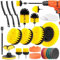 Cirulli 27-Stück Bürstenaufsatz Bohrmaschine Set, Reinigungsbürste elektrisch, Felgenbürste Kit für Bohrmaschinen, Felgen, Fugen & Ecken, bürstet für Küche, Bad & Auto,Gelb
