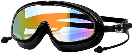 Gafas de natación para hombre y mujer – Gafas de natación panorámicas – Unisex adulto – antivaho & resistente al agua – Puente nasal ajustable – Lentes PC HD – Junta de silicona hipoalergénica
