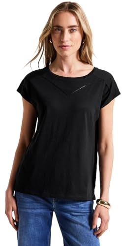 Street One Damen 3226375 Shirt mit Deko-Tape, Schwarz, 38