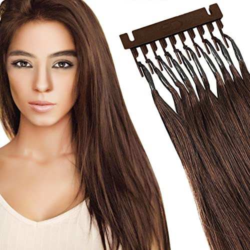 6d1 brown,20in,6D-1 Echthaarverlängerungen Blondinen, 40G, Echthaar-Perücken Bündel, Kann gefärbt/gebleicht werden, 6D Erste Generation Haarverlängerungen für 6D Haarverlängerungen Werkzeug