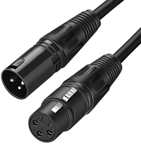 Jesiah 1m XLR Cable, Male to Female Microphone Cable 3-Pin Balanced XLR Mic Lead for Studio Recording Live Stage Mixer Power Amplifier