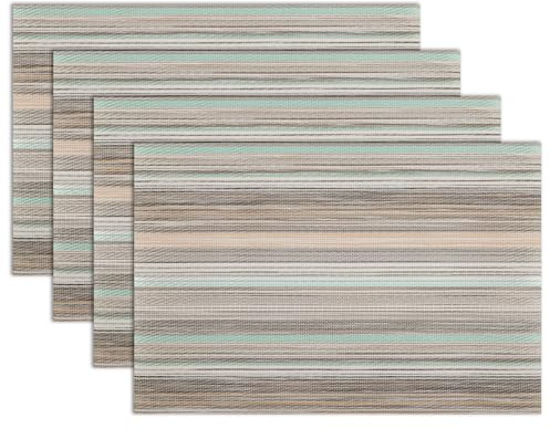 Winknowl 4er Set Tischsets Abwaschbar, PVC Platzdeckchen Abgrifffeste Hitzebeständig, rutschfest Platz-Matten für Küche Speisetisch Abwischbar Tisch-Matten Antifouling Leicht zu Reinigen (Tealgrün)