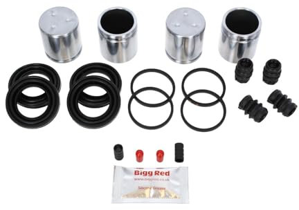 Bigg Red - Front Brake Caliper Rebuild Repair Kit + Pistons - Compatible with Mitsubishi L200 2001–2007