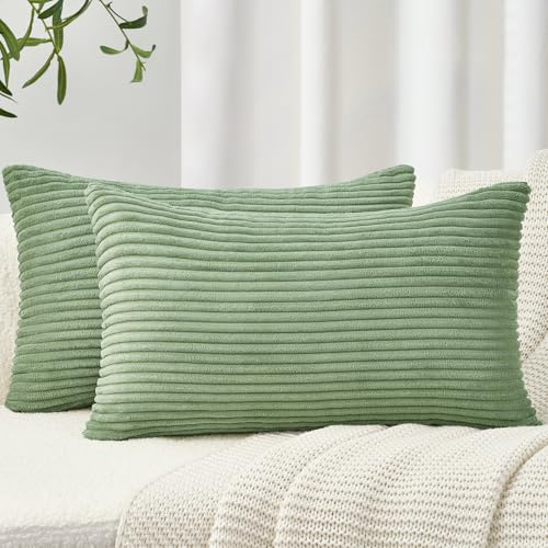 Topfinel Kissenbezug 30x60 Kordsamt 2 Dekokissen Sofakissen Patchwork Design Deko Wohnzimmer Bett Schlafzimmer Sofa