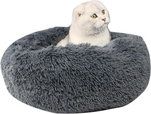 Helweet Hundebett Flauschig, Katzenbett, Hundekissen, Hundesofa, Katzenkorb, Geeignet für Kleine Hunde, Kätzchen und Andere Haustiere mit Einem Gewicht von Weniger als 2Kg, Durchmesser 40cm