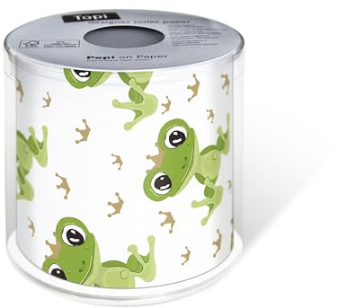 Topi Designer Toilettenpapier „Froschkönig“ – 3-lagig, 200 Blatt – Motiv-Klopapier in Premium-Qualität – Lustige Geschenkidee & Badezimmer-Deko – 1 Rolle in Klarsichtbox