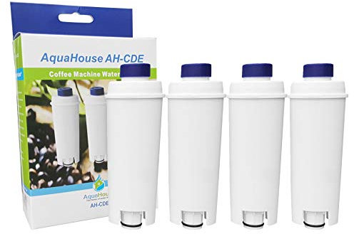 AquaHouse AH-CDE - Set di 4 filtri di ricambio compatibili per cartucce filtro dell'acqua DeLonghi DLSC002, SER3017, 5513292811 per macchina da caffè