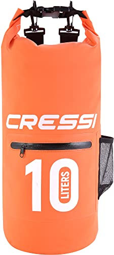 Cressi Premium Bolsa Seca Impermeable Multiuso con Bolsillo Zip y Portabotellas, Unisex Adulto, Naranja, 10 L