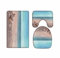 A.Monamour Badezimmer Badematte 3 Teilig Set Blaue Ozean Seesterne Conch Shell Urlaub Strand Meer Landschaft Bad Matte Teppich Flanell Saugfähig Badteppiche Badvorleger Badgarnitur WC Vorleger