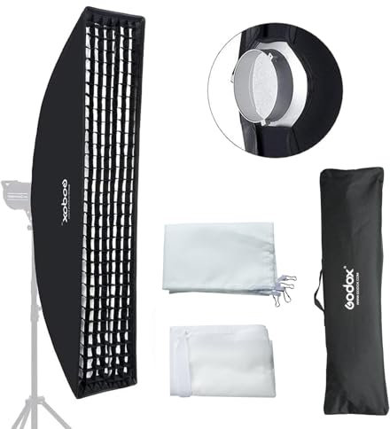 Godox SB-FW 35x160cm Strip Softbox with Honeycomb Grid, Bowens Mount Rectangular Softbox 14 x 63 Inches for Studio Shooting Flash, Godox MS300-V,SK400II,SL60 AD400PRO AD600BM