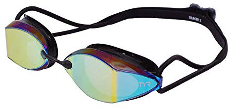 TYR Racing Goggle Mirrored, Occhialino specchiato da Competizione Tracer X Unisex-Adult, Gold Black, Taglia unica