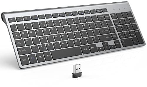 Wireless Keyboard with Numeric Keypad JOYACCESS 2.4G Slim and Compact Silent Wireless Keyboard(QWERTY UK layout) for Computer/Desktop/PC/Laptop/Surface/Smart TV and Windows 10/8/ 7 - Black+Gray