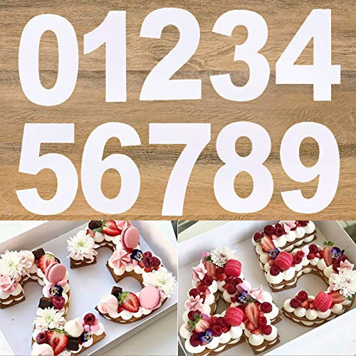 0-8 Numeral Cake Stencils Molds 12 Inch Arabic Number Cake Maker Decorative Fillings Layered Cake Baking Tools for DIY Wedding Birthday Anniversary (12 inch)