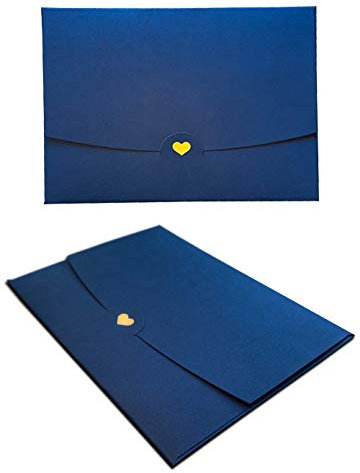 10 Briefumschläge DIN A6 Dunkelblau mit goldenem Herz veredelt - Ohne Fenster 15,4 cm x 11 cm