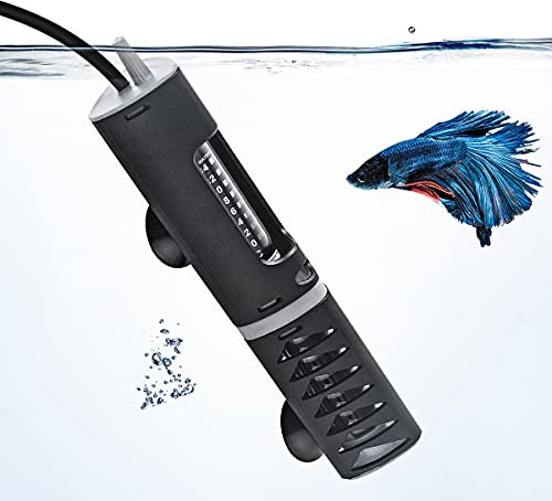 PYPABL Adjustable Aquarium Heater with Protective Cover, 25W 50W 100W 120W Submersible Heater Thermostat for 10L-115Litres Fish and Turtle Tank (25W for 10-35L)