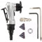 SI FANG Mini 45° Pneumatic Chamfering Machine Set with 2Pc Replaceable Precision Blade and Bearing, Manual Linear Chamfering Tool with 1/4 Air Inlet, for Metal Burr Trimming & Arc Corner Deburring