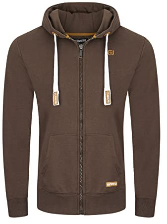 riverso Sweatjacke Herren mit Kapuze Reißverschluss Regular Fit RIVNoah Kapuzenjacke Hoodie Kapuzenpullover Braun L, Größe:L, Farbe:Dark Brown (21400)