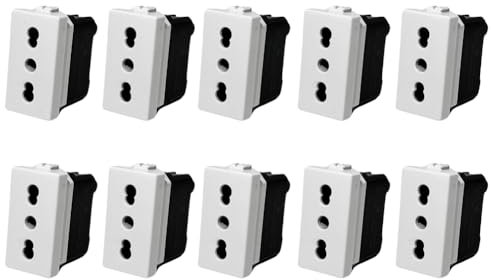 10 Pezzi Prese Interruttori Compatibile Con Bticino Matix Presa Bipasso 2P+T 16A 250V ANMECS (10)