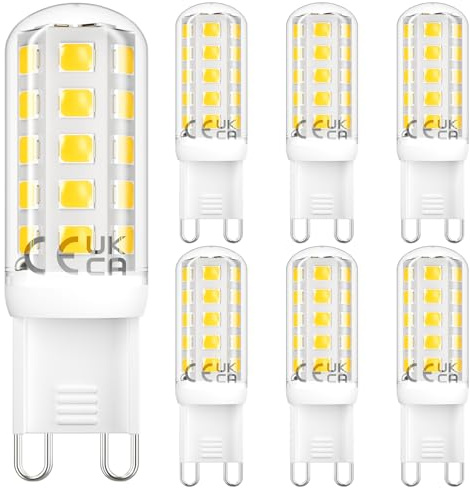 DiCUNO G9 LED Lampe dimmbar, 2,6W ersetzt 30W, Kaltweiß 5000K, 6er Pack | G9 T4 LED Leuchtmittel, 230V, 260lm, 360° Abstrahlwinkel, Flimmerfrei, für Kron-, Decken-, Wand-, Tisch-, Spiegelleuchten