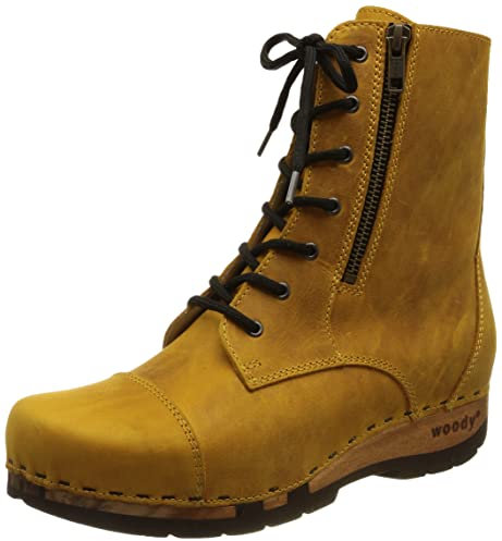 woody Damen Herta Stiefelette, Gras Ocra Leder, 40 EU