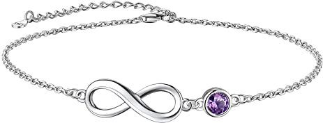 Suplight 925 Argent Sterling infini Anklet pour Femme Ados Filles Plage Anklet Bracelet Ajustable à La Cheville