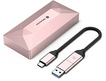Yottamaster 40Gbps M.2 NVME SSD Enclosure for USB4/Thunderbolt 4/3 Up to 2700MB/s- for 2280 NVMe SSD, Solid Aluminum M.2 USB C External NVMe Enclosure with Heatsink-[TR6-Rose Gold]