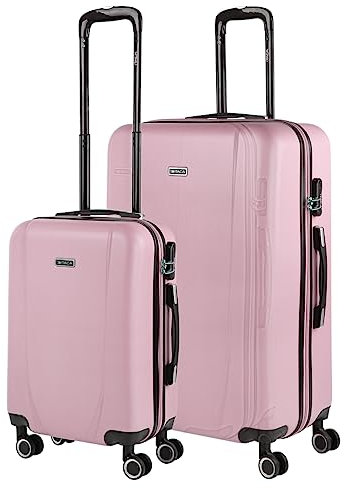 ITACA - Set valigie - Set Valigie Rigide Offerte. Valigia Grande Rigida, Valigia Media Rigida e Bagaglio a Mano. Set di Valigie con Lucchetto Combinazione TSA, Rosa