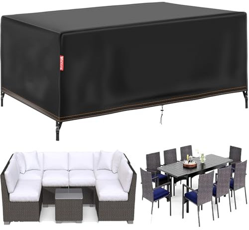 VniYors 420D Housse Table De Jardin, Bache De Protection Exterieur, 420D Oxford Tissu Housses pour Mobilier De Jardin Imperméable et indéchirable, Applicable à Salon De Jardin Exterieur (213X132X74cm)