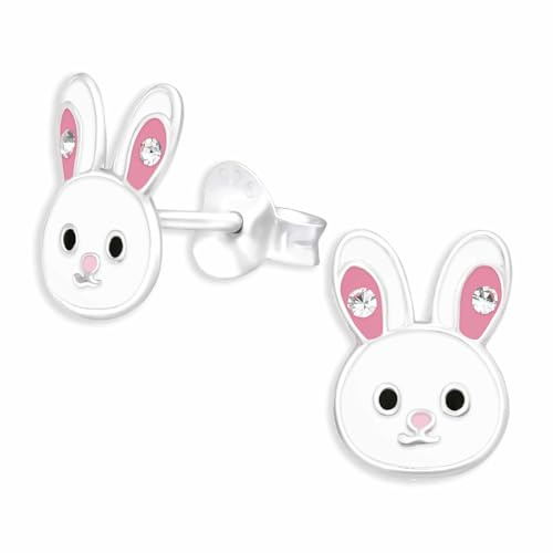 Monkimau Hasen Ohrstecker Ohrringe aus 925 Silber Schmuck Silberohrringe Medizinisch für Kinder Mädchen Damen Frauen