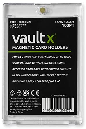 Vault X Magnetische Kartenhalter 100pt für Trading Cards, One-Touch-Hartschalen mit UV-Schutz, Klare Anzeige für Sammelkartenspiele, Sportkarten, TCG (5er Pack)
