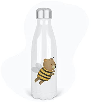 Bouteille Gourde Isotherme Acier INOX - Blanc - 350 ML - Enfant - imprimé Illustration Animaux Animal - France (N°16)