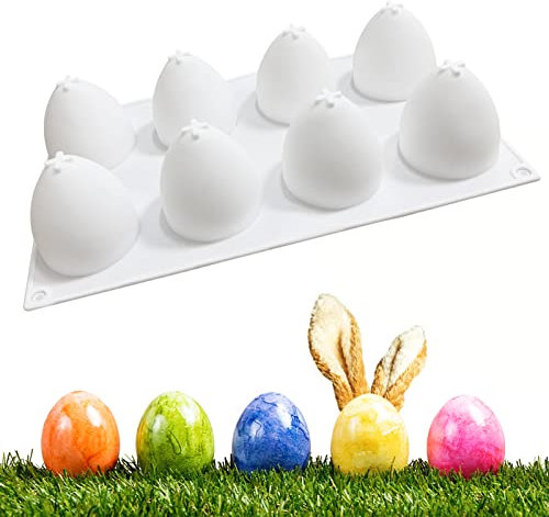 Œufs de Pâques en silicone 3D, moules à chocolat pour dessert, gelée, gâteaux, savon, outils de bricolage faits à la main (8 cavités)