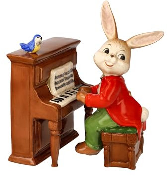 Goebel Hase Musik liegt in der Luft Spieluhr aus Porzellan hergestellt, Höhe: 15 cm, 66-845-57-1, Porcelain White
