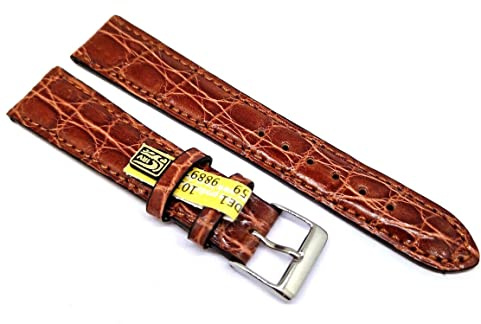 Fluco echt Kroko Alligator Uhrenarmband 19mm hell braun glänzend Deutscher Hersteller