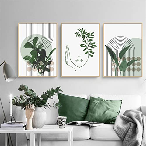 Martin Kench 3-teiliges Bohemian Poster Set Aesthetic Grüne Pflanze Bilder Moderne Wandbilder, Wohnzimmer Schlafzimmer Deko, ohne Rahmen (A,40x50cm)